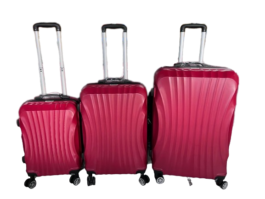סט 3 מזוודות מעוצבות וקלות במיוחד !!! “20”+”24″+”28″ צבע בורדו דגם H-8615
