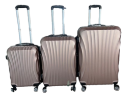 סט 3 מזוודות מעוצבות וקלות במיוחד !!! “20”+”24″+”28″ צבע ורוד עתיק דגם H-8615
