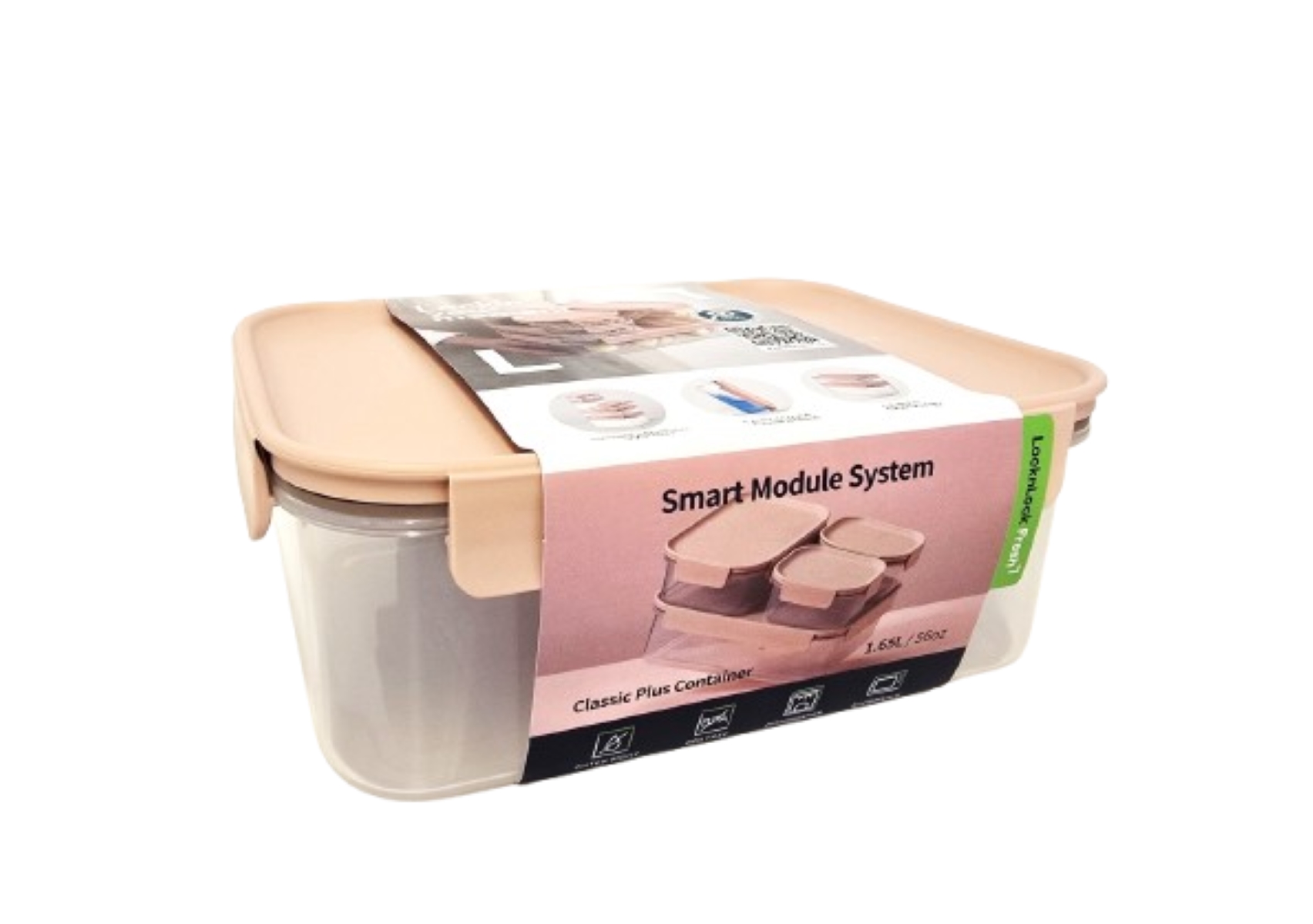 703-415-1.1 קופסת אחסון מרובעת 1.65 ליטר מכסה בצבע ורוד פסטל מסדרת קלאסיק פלוס של Lock&Lock – תמונה 1