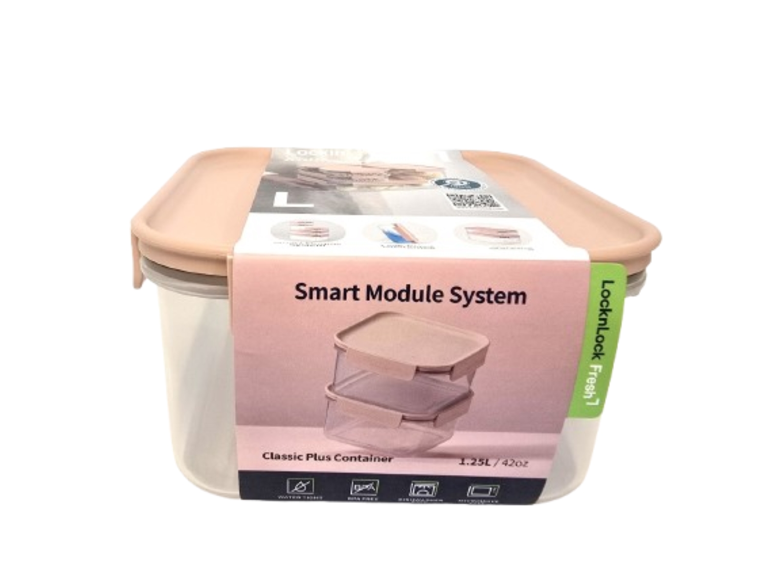 703-452-1.1 קופסת אחסון מרובעת 1.25 ליטר מכסה בצבע ורוד פסטל מסדרת קלאסיק פלוס של Lock&Lock – תמונה 1