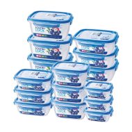 סט 15 קופסאות אחסון הרמטיות מסדרת "סאונד לוק" של Lock&Lock עם מכסה כחול