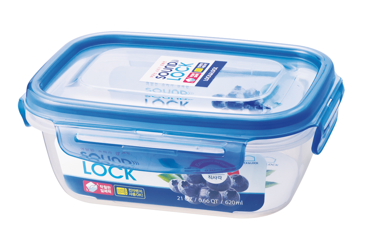 LEP531-s סט 15 קופסאות אחסון הרמטיות מסדרת "סאונד לוק" של Lock&Lock עם מכסה כחול – תמונה 3