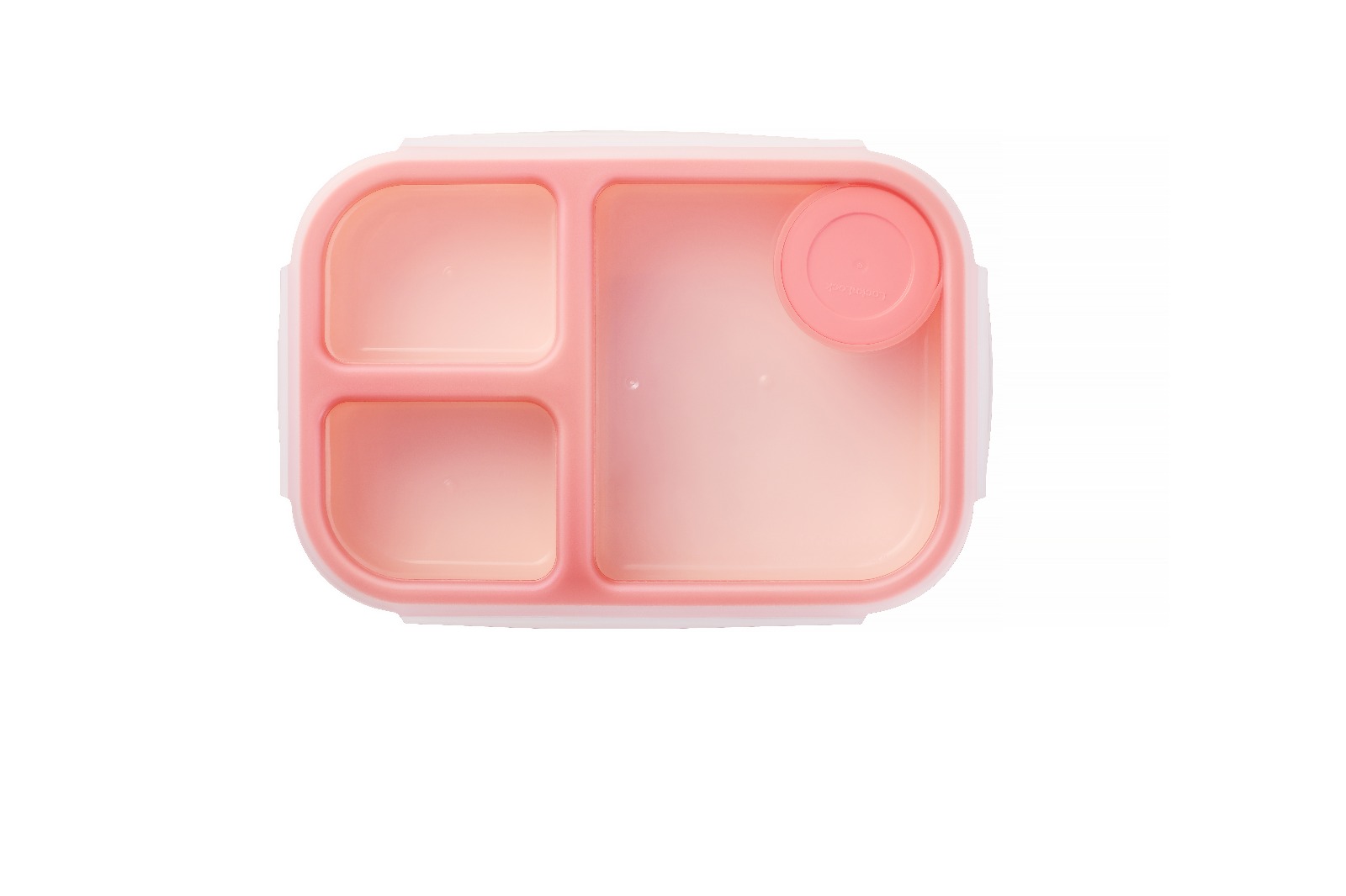 WhatsApp 이미지 2025-06-11, 15.01.30_0ccc465a קופסת אוכל מחולקת ל-3 תאים בצבע ורוד 1.5 ליטר עם מיכל רטבים נשלף הנצמד למכסה  של LOCK&LOCK. דגם HPL782P – תמונה 2